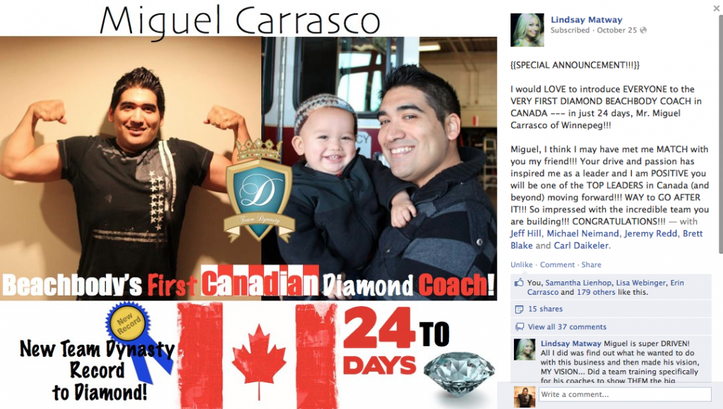 First Team Beachbody Diamond Coach in Canada