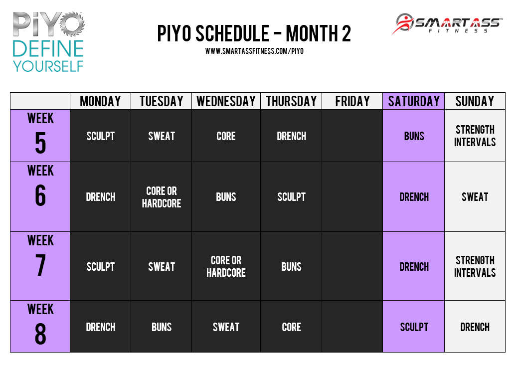 PiYo Schedule