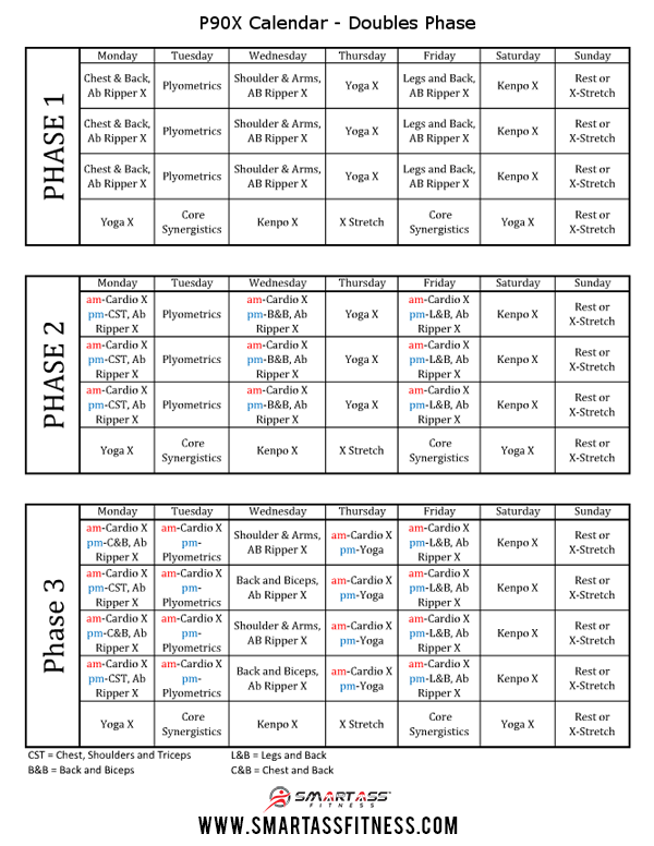 Doubles P90x Schedule Smartfitness