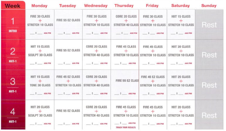 Turbo Fire Schedule Smartfitness