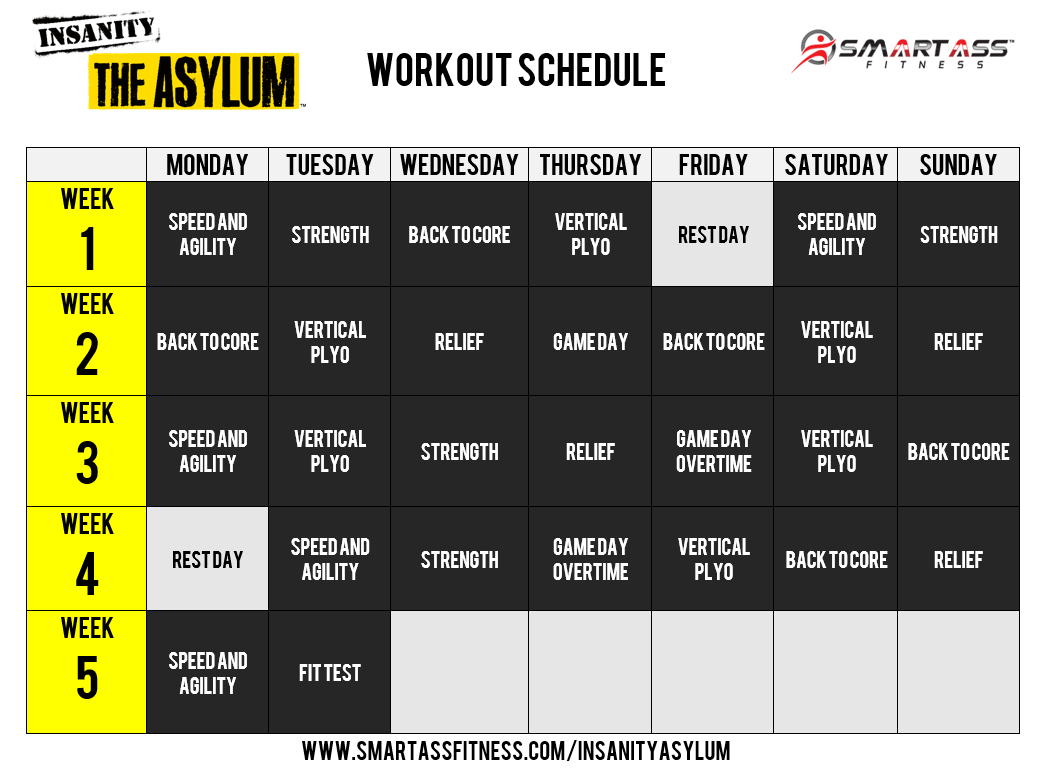 30 Minute Insanity Asylum Workout Schedule for Burn Fat fast