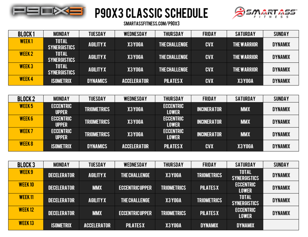 Get the complete P90X3 review and download the workout schedules. 